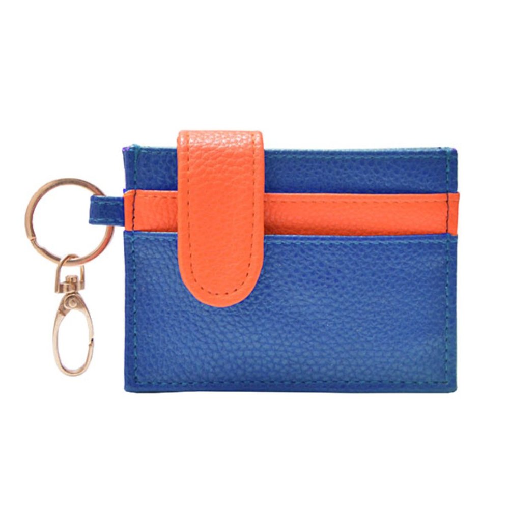 Blue and Orange Card Holder Key Ring